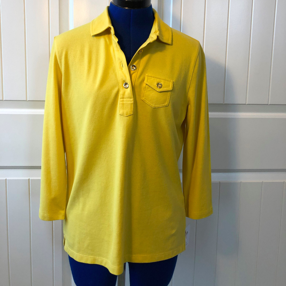 Talbot's Yellow 3/4 Long Sleeves Knitted Shirt-NWT